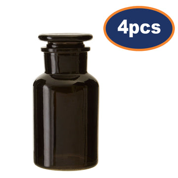 4pcs 250ml Black Embossed Glass Apothecary Jar