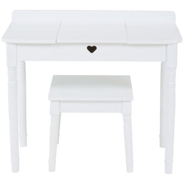 White Children's Makeup Table And Chair With Mirror