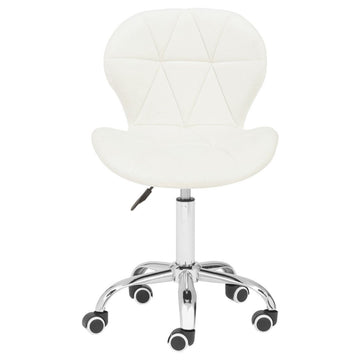 White Velvet Quilted Home Office Chair