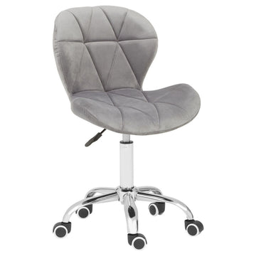 Grey Velvet Quilted Home Office Chair