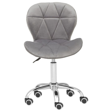Grey Velvet Quilted Home Office Chair