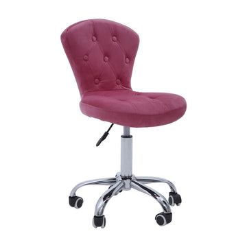 Pink Velvet Buttoned Home Office Chair