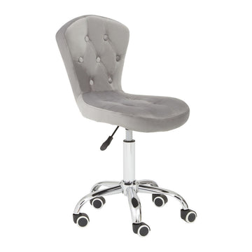 Grey Velvet Buttoned Home Office Chair