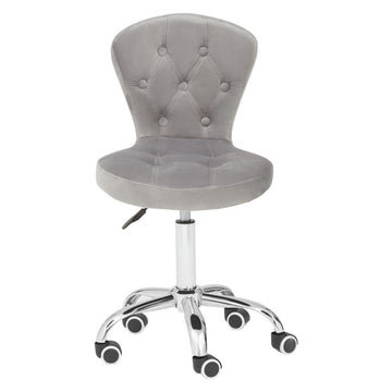 Grey Velvet Buttoned Home Office Chair