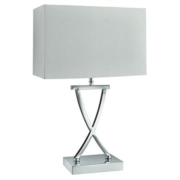 Club Chrome Base & Fabric Shade Table Lamp