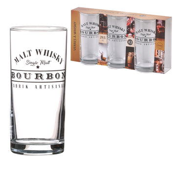 Pack of 3 295ml Whisky Pub High Ball Drinks Shot Glasses