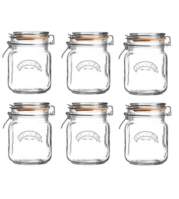 6Pcs Kilner 1.5L Clip Top Glass Storage Jars