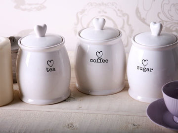 3pcs White Sugar Tea & Coffee Storage Jars