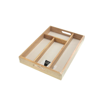 4 Compartment Wooden Utensils Cutlery Tray Organiser