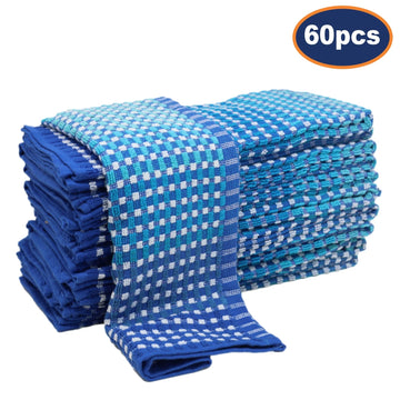 60pcs Two Tone Kitchen Tea Towel Set - Blue