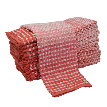12pk Two Tone Kitchen Tea Towel Set - Red