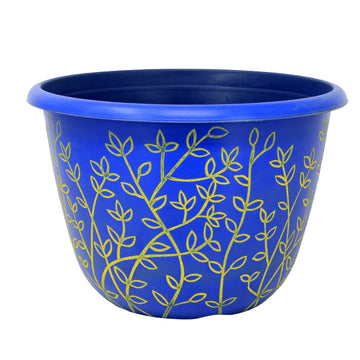 30cm Blue & Yellow Round Plastic Serenity Pot Planter