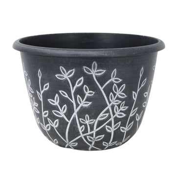 25cm Black & White Round Plastic Serenity Pot Planter