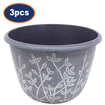 3Pcs 25cm Grey Serenity Planter With White Wash Effect