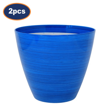 2Pcs 20cm Ocean Blue Gloss Round Plastic Savannah Planter