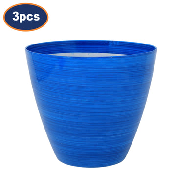 3Pcs 25cm Ocean Blue Gloss Round Plastic Savannah Planter