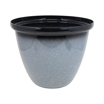 40cm Gloss Grey Round Plastic Speckled Honey Pot Planter