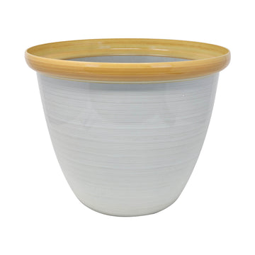40cm Gloss Cream Beige Round Plastic Honey Pot Planter