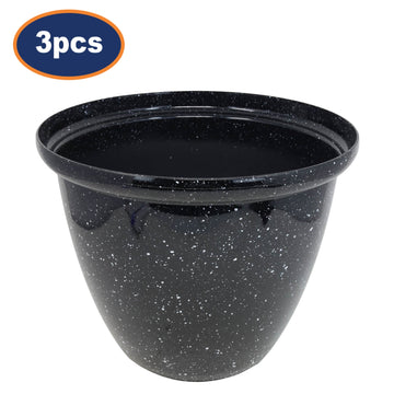 3Pcs 40cm Gloss Black Round Plastic Honey Pot Planters