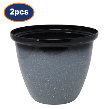 2Pcs 40cm Gloss Grey Round Plastic Speckled Honey Pot Planters