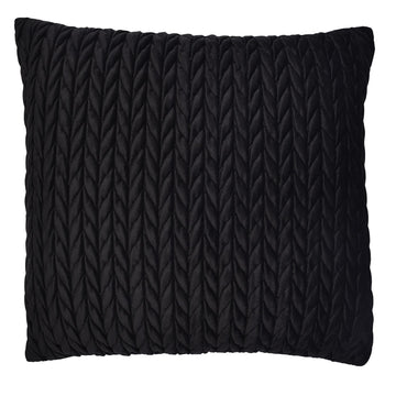 Laurence Llewelyn-Bowen Ruched Velvet Cushion Cover 43x43cm - Black