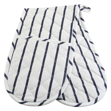 4Pairs White & Blue Stripes Cotton Oven Gloves