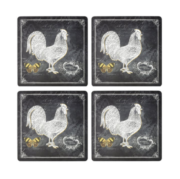 4 X Country Luxury Chalkboard Rooster Placemats 29 X 29 Cm