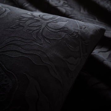 Embossed Velvet Boudoir Cushion Filled Bed Beaufort Black