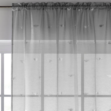 55x72" Sparkle Bees Voile Net Curtains Panel - Silver Grey