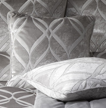 Belfort Jacquard Velvet Geometric Cushion Cover 43x43cm - Silver Grey