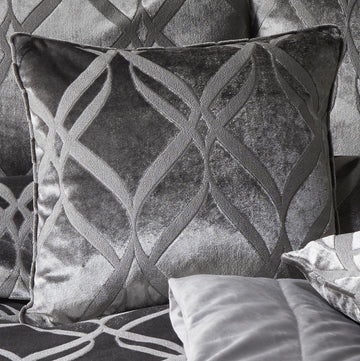 Belfort Jacquard Velvet Geometric Cushion Cover 43x43cm - Slate Grey
