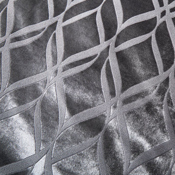 Belfort Jacquard 43x43cm Geometric Slate Grey Velvet Cushion