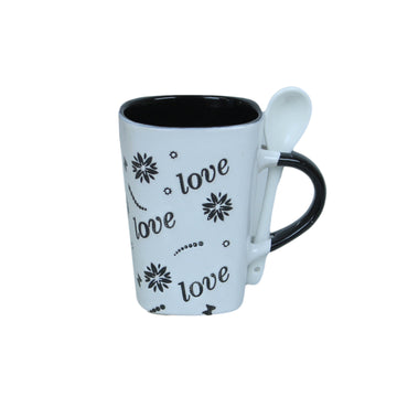 250ml Love Design White Ceramic Mug Spoon on Handle