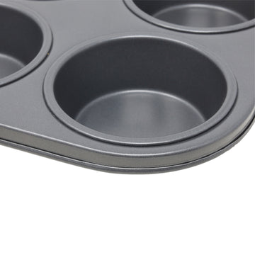 2Pcs 6 Cup Carbon Steel Non-Stick Cupcake Baking Tray