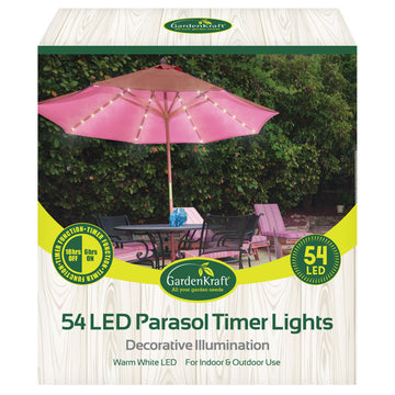 54 Warm White LED Parasol Timer Light Indoor Outdoor