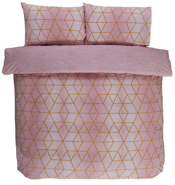 calvin Geometric Duvet Cover Set, King, Blush Pink & Gold