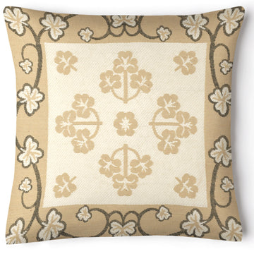 Chenille Flowers Decorative Sofa Scatter Filled Cushion - Cream