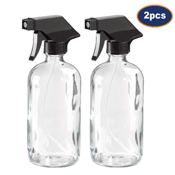 2Pcs 480ml Clear Glass Pump Action Spray Bottle