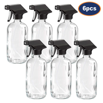 6Pcs 480ml Clear Glass Pump Action Spray Bottle