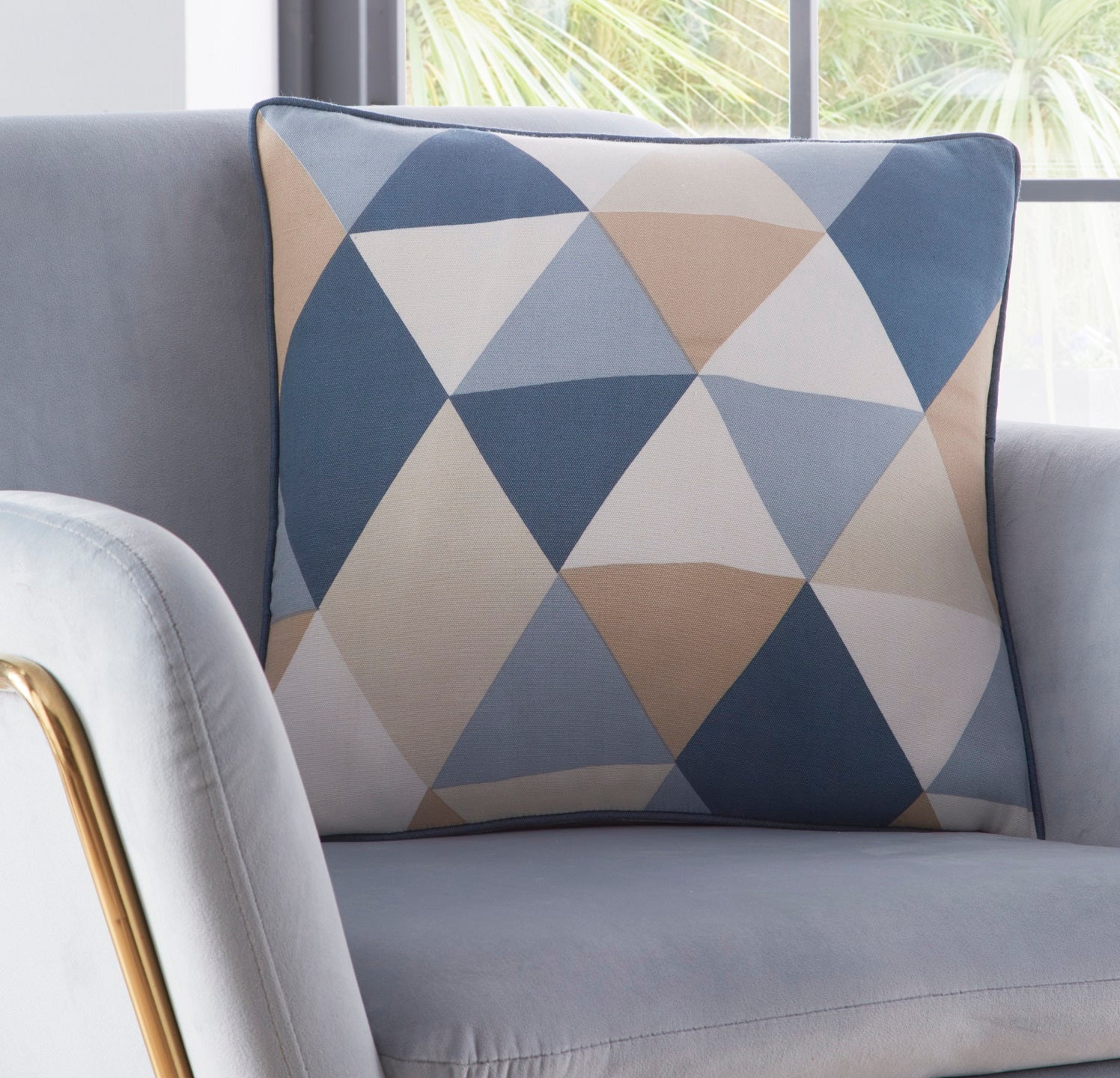 Dakota Navy Blue Geometric Design Cushion Cover 43x43cm