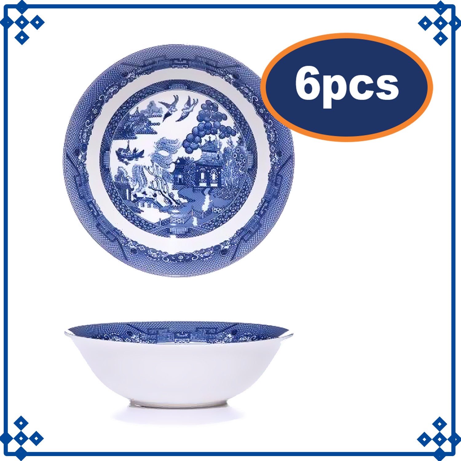 Blue willow cereal bowls best sale