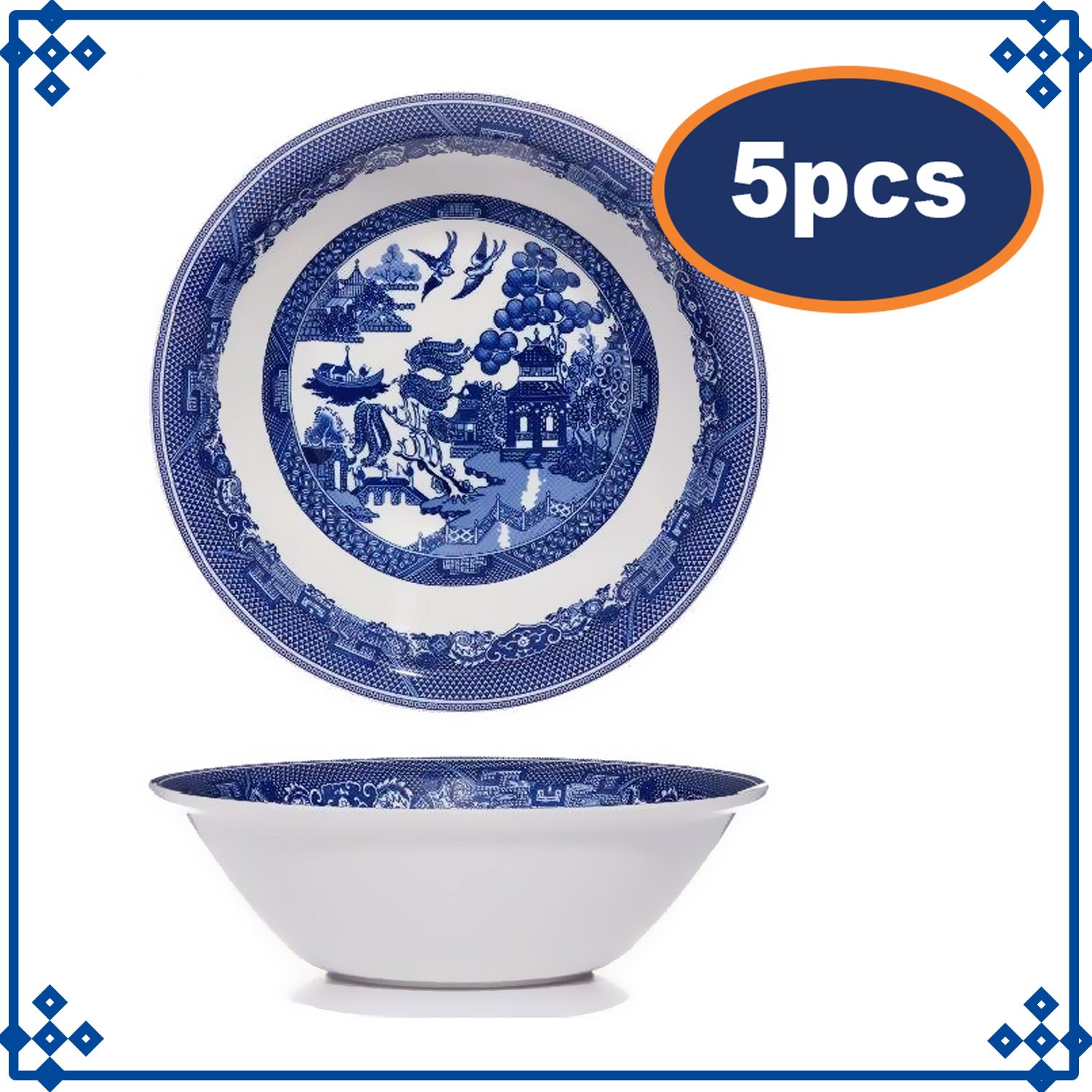 Blue willow cereal on sale bowls