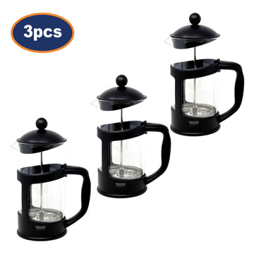 3Pcs Steelex 1000ml Cafetiere French Press