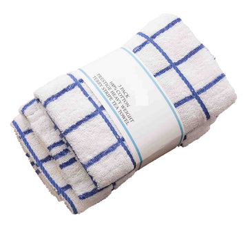 3pk Fancy Stripe Terry Tea Towel - Blue