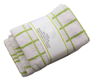 3pk Fancy Stripe Terry Tea Towel - Green