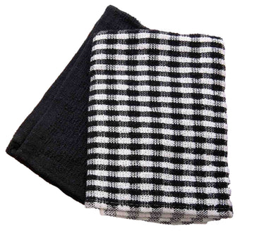 5pk Mono Check Terry Tea Towel - Black