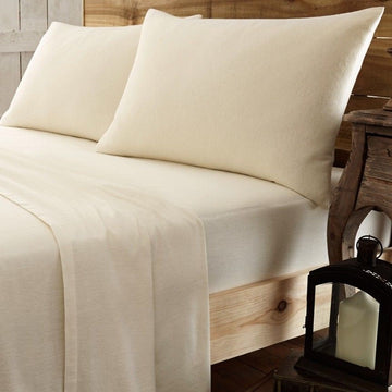 2 x 100% Brushed Cotton Flannelette Pillowcases- Cream