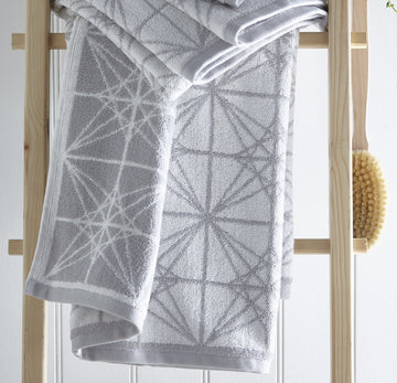 Glacier 100% Cotton Bath Towel - Silver Grey & White