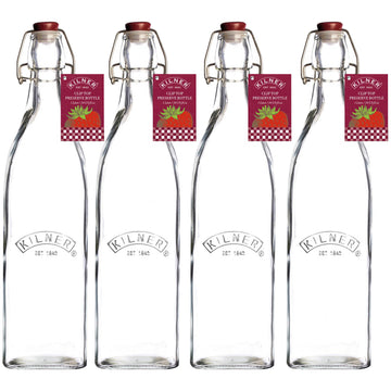 4pcs Kilner 1L Clip Top Glass Storage Bottles
