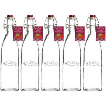 5pcs Kilner 1L Clip Top Glass Storage Bottles